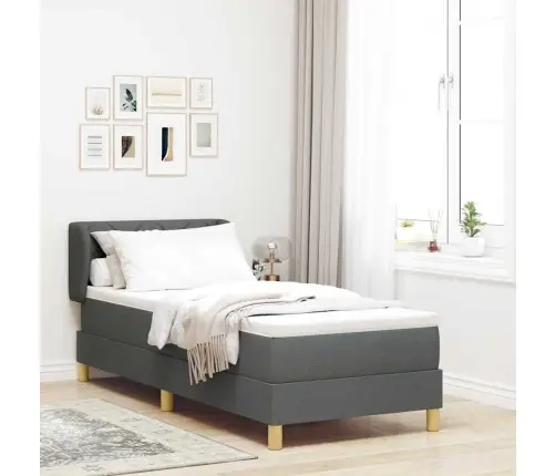 Kaste Pavasara Gulta Ar Matrači Tumši Pelēks, 80X200 Cm, Audums Vidaxl