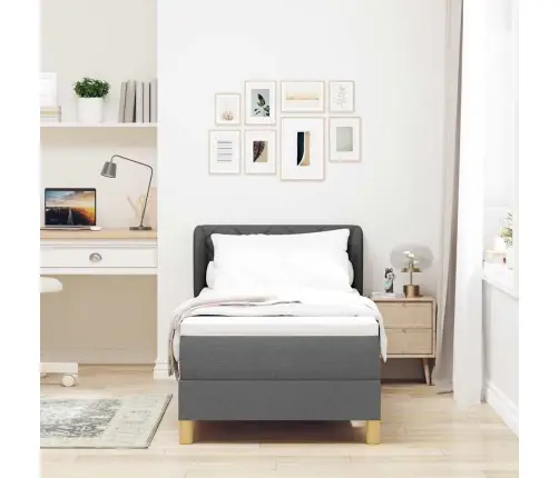 Kaste Pavasara Gulta Ar Matrači Tumši Pelēks, 80X200 Cm, Audums Vidaxl