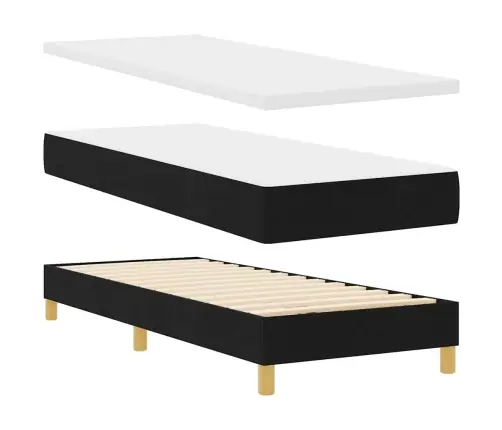 Gultas Izlīdzinātājs Ar Matraci Melns 80X200 Cm Audums Vidaxl