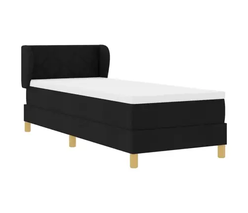 Gultas Izlīdzinātājs Ar Matraci Melns 80X200 Cm Audums Vidaxl