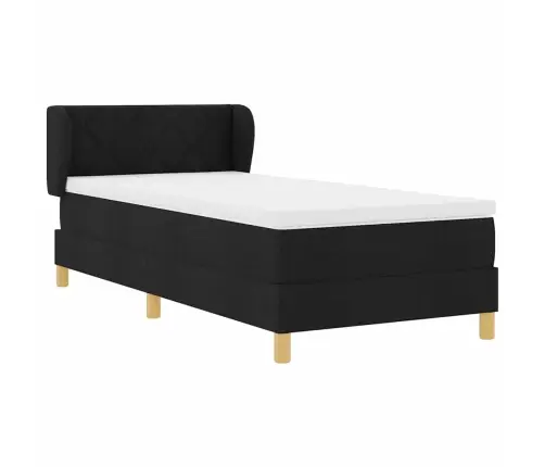 Kiemas Lova Su Čiužiniu Su Galvūgalio Juoda 90 X 190 Cm Audinys