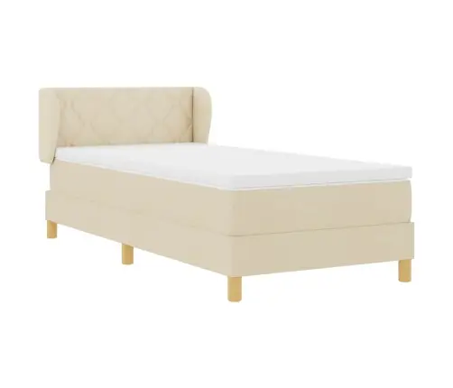 Gulta Ar Atsperēm Un Matraci Krēmkrāsā 90X200 Cm Fabric Vidaxl