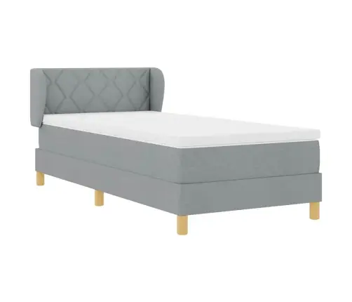 Kiemas Lova Su Čiužiniu Šviesiai Pilka 90 X 200 Cm Audinys