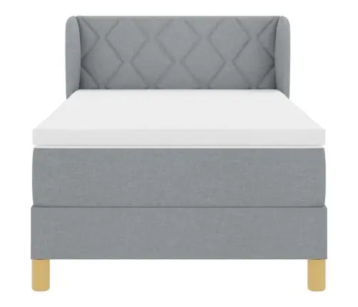 Kiemas Lova Su Čiužiniu Šviesiai Pilka 90 X 200 Cm Audinys