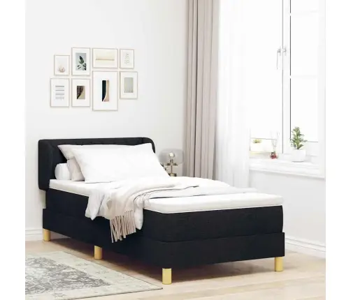 Box Spring Gulta Ar Matraci Melns 90X200 Cm Audums Vidaxl