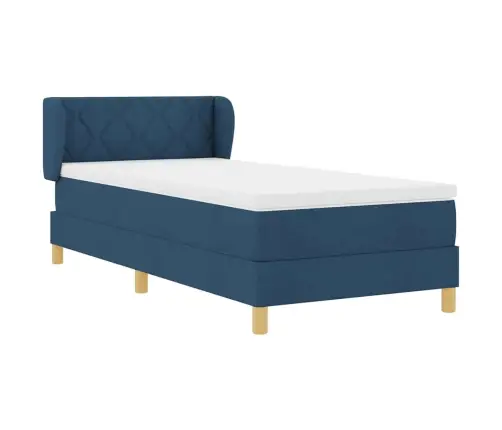 Gulta Ar Atsperēm Un Matraci Krēmkrāsā 90X200 Cm Fabric Zila Vidaxl