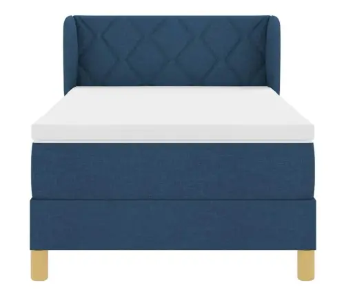 Gulta Ar Atsperēm Un Matraci Krēmkrāsā 90X200 Cm Fabric Zila Vidaxl