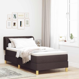 Voodiraam Vedrudega Ja Madratsiga Kreem 90X200 Cm Tumepruun