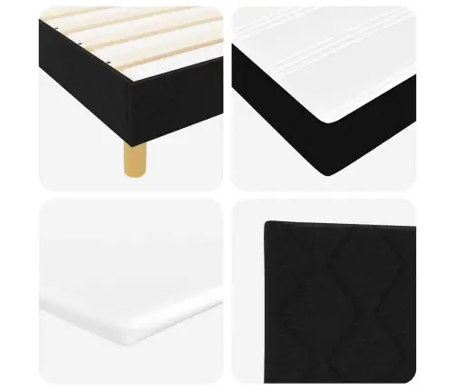 Gulta Ar Atsperēm Un Matraci Krēmkrāsā 90X200 Cm Fabric Melna Vidaxl