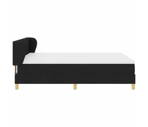 Gulta Ar Atsperēm Un Matraci Krēmkrāsā 90X200 Cm Fabric Melna Vidaxl