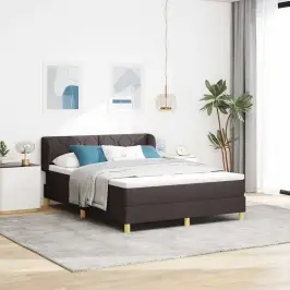 Voodiraam Vedrudega Ja Madratsiga Kreem 90X200 Cm Tumepruun Voodiraam Vedrudega Ja Madratsiga Kreem 90X200 Cm Tumepruun