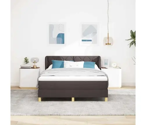 Voodiraam Vedrudega Ja Madratsiga Kreem 90X200 Cm Tumepruun