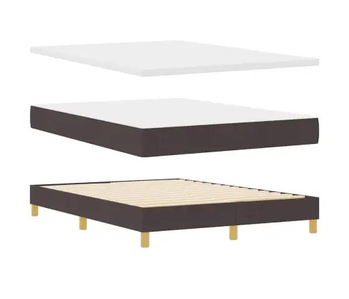 Voodiraam Vedrudega Ja Madratsiga Kreem 90X200 Cm Tumepruun