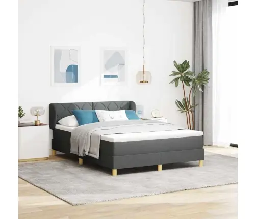 Voodiraam Vedrudega Ja Madratsiga Kreem 90X200 Cm Tumehall