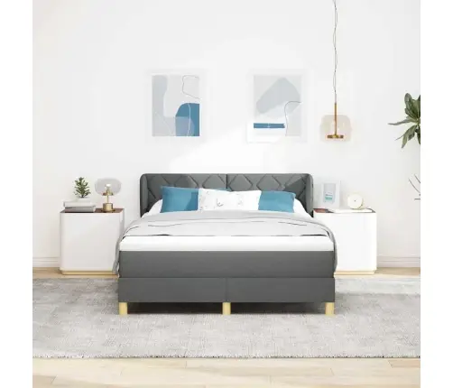 Voodiraam Vedrudega Ja Madratsiga Kreem 90X200 Cm Tumehall