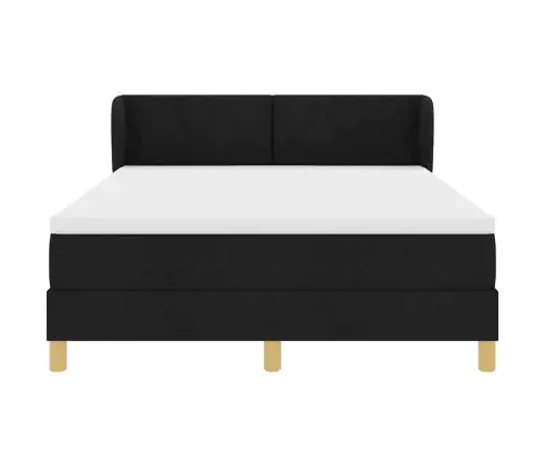 Kastītes Atsperu Gulta Ar Matraci Melna 160 X 200 Cm Audums Vidaxl