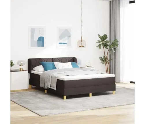 Gultas Pamats Ar Matrači - Tumši Brūns, 160X200 Cm, Audums Vidaxl