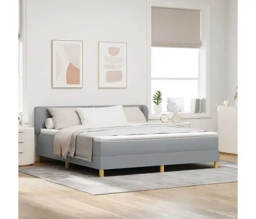 Box Spring Gulta Ar Matraci - Gaiši Pelēks, 180X200 Cm, Audums Vidaxl