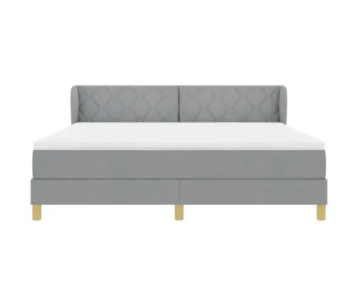 Box Spring Gulta Ar Matraci - Gaiši Pelēks, 180X200 Cm, Audums Vidaxl