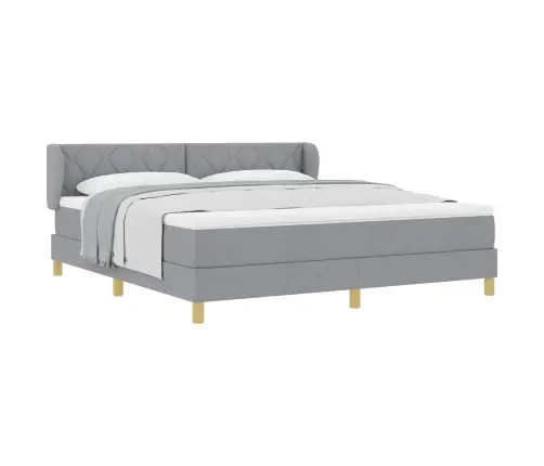 Box Spring Gulta Ar Matraci - Gaiši Pelēks, 180X200 Cm, Audums Vidaxl