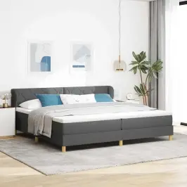 Kastītes Atsperu Gulta Tumši Pelēka 200 X 200 Cm Audums Vidaxl