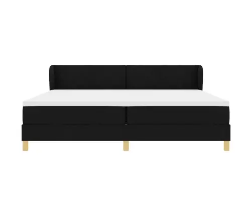 Kasteņu Gulta Ar Matraci - Melna, 200X200 Cm, Audums Vidaxl