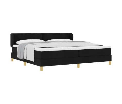 Kasteņu Gulta Ar Matraci - Melna, 200X200 Cm, Audums Vidaxl