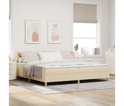 Kastītes Atsperu Gulta Ar Matraci Krēmkrāsa 200 X 200 Cm Audums Vidaxl