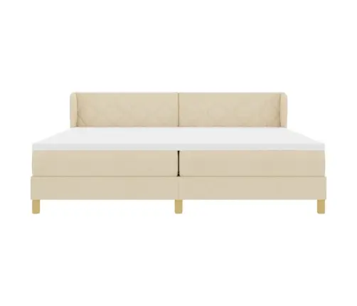 Kastītes Atsperu Gulta Ar Matraci Krēmkrāsa 200 X 200 Cm Audums Vidaxl