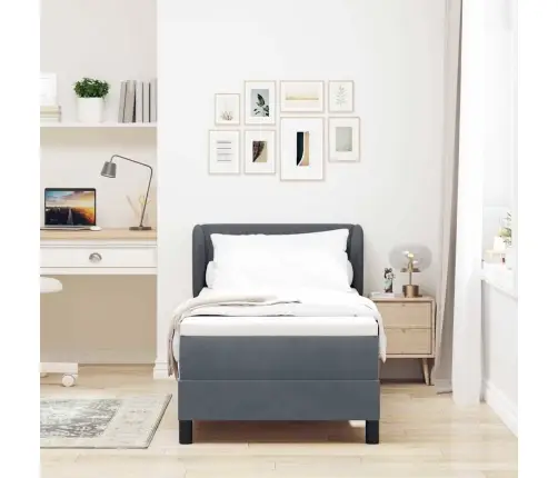 Gulta Ar Atsperēm Un Matraci Tumši Pelēka 80X200 Cm Samts Vidaxl