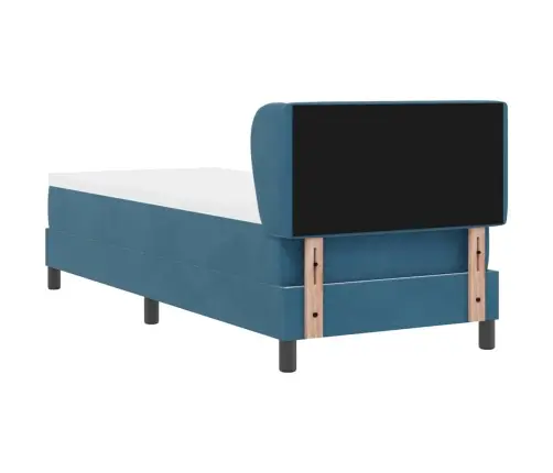 Kastītes Atsperu Gulta Ar Matraci Tumši Zila 80 X 200 Cm Samts Vidaxl