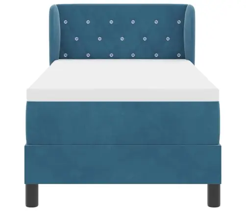 Kastītes Atsperu Gulta Ar Matraci Tumši Zila 80 X 200 Cm Samts Vidaxl