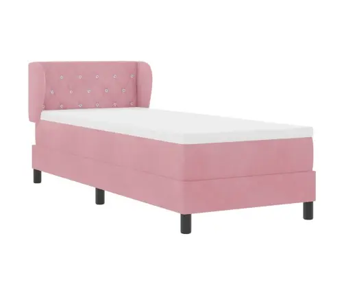 Kastītes Atsperu Gulta Ar Matraci Rozā 80 X 200 Cm Samts Vidaxl