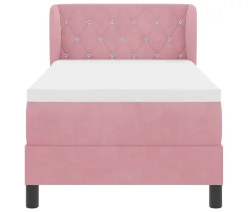 Kastītes Atsperu Gulta Ar Matraci Rozā 80 X 200 Cm Samts Vidaxl