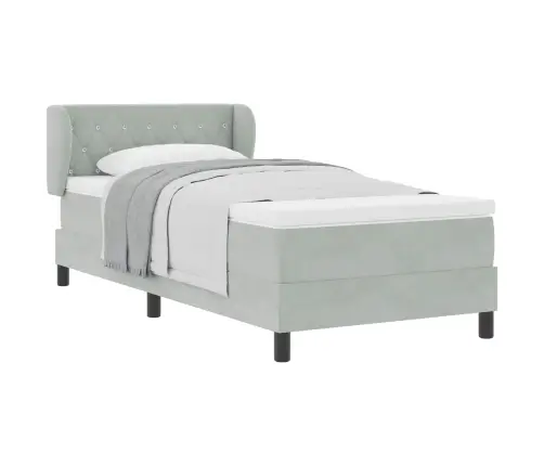 Gultas Rāmja Gulta Ar Matraci, Gaiši Pelēka, 90X190 Cm, Samts Vidaxl