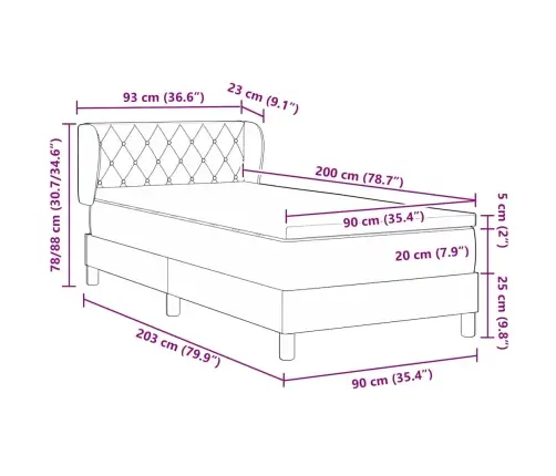 Gulta Ar Atsperēm Un Matraci Tumši Pelēka 80X200 Cm Samts Vidaxl