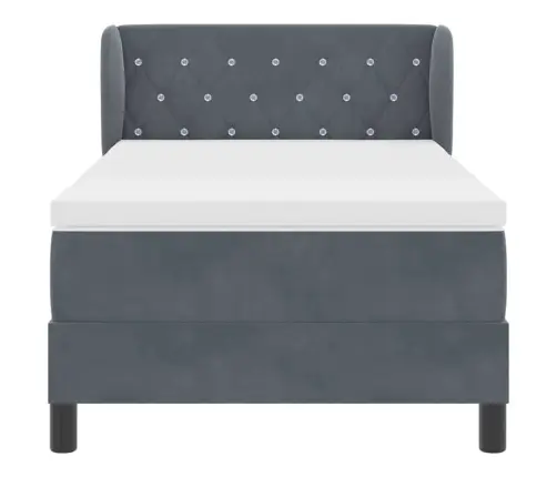 Kastes Atsperu Gulta Ar Matraci Tumši Pelēkā Krāsā, 100X200 Cm, Samts Vidaxl