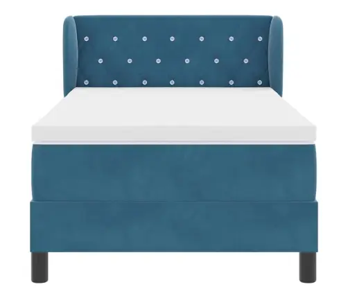 Gultas Pamatne Ar Matraci Tumši Zila 100X200 Cm Samts Vidaxl