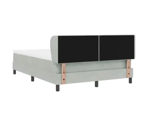 Gultas Rāmim Ar Matraci Gaiši Pelēks 140X190 Cm Samts Vidaxl