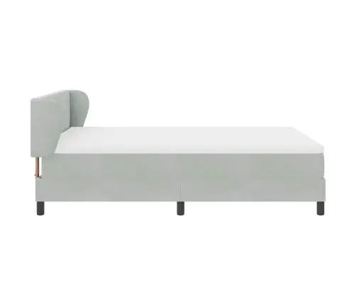 Kiemas Lova Su Čiužiniu Šviesiai Pilka 140 X 200 Cm Aksomas