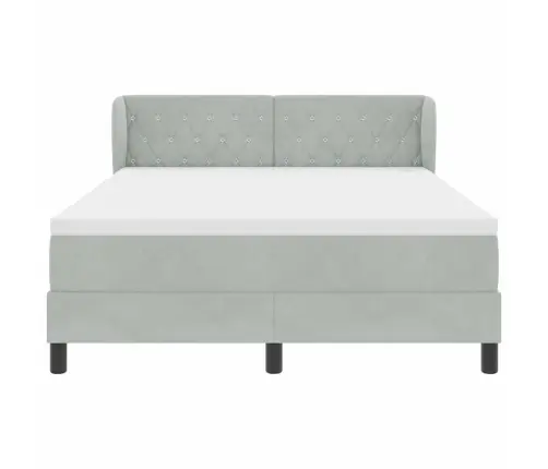 Kaste Atsperu Gulta Ar Matraci Gaiši Pelēks 160X200 Cm Samts Vidaxl