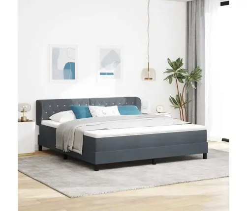 Gultas Rāmī Ar Matraču Tumši Pelēks 180X200 Cm Samts Vidaxl