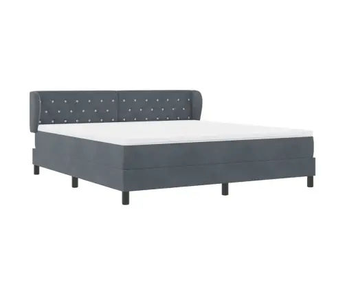 Kiemas Lova Su Čiužiniu Tamsiai Pilka 180 X 200 Cm Aksomas