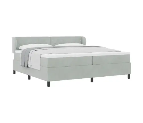 Kiemas Lova Su Čiužiniu Šviesiai Pilka 200 X 200 Cm Aksomas