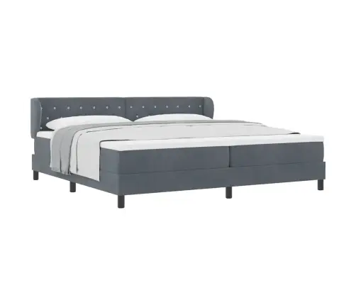 Gultas Rāmja Komplekts Ar Matraču Tumši Pelēkā Krāsā, 200X200 Cm, No Samta Vidaxl