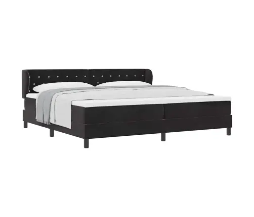 Kiemas Lova Su Čiužiniu Juoda 200 X 200 Cm Aksomas