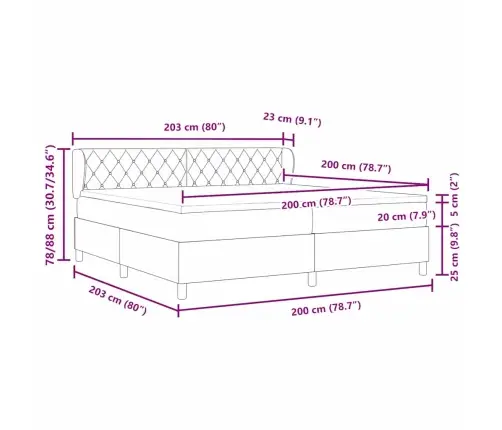 Kiemas Lova Su Čiužiniu Juoda 200 X 200 Cm Aksomas