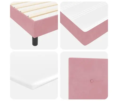 Box Spring Gulta Ar Matraču, Rozā, 80X200 Cm, Samts Vidaxl