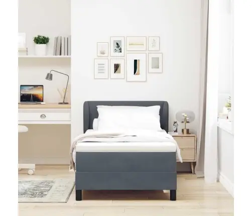 Gultas Pamatne Ar Matraci Melnpelēka 90X190 Cm Vidaxl