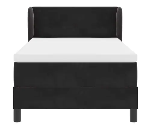 Gultas Atsperes Komplekts Ar Matraci, Melns, 90X190 Cm, Samts Vidaxl